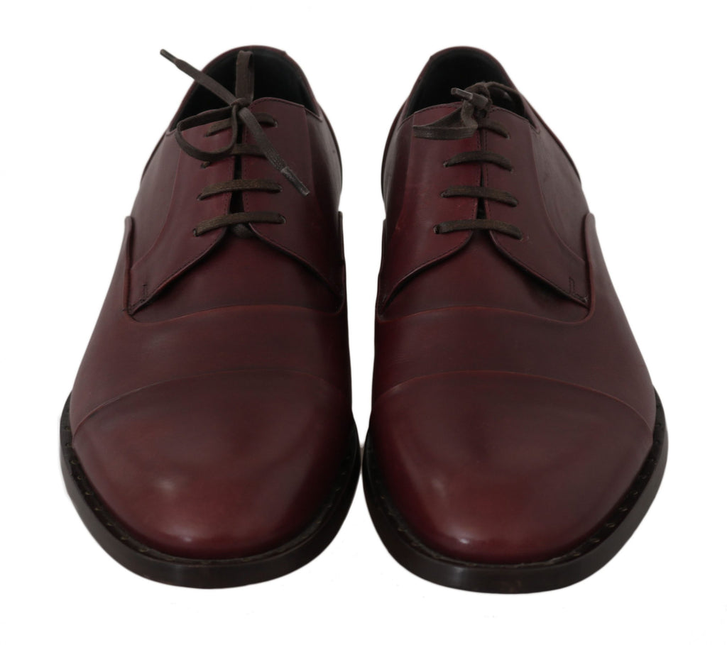 Dolce & Gabbana Red Bordeaux Leather Derby Formal Shoes Dolce & Gabbana