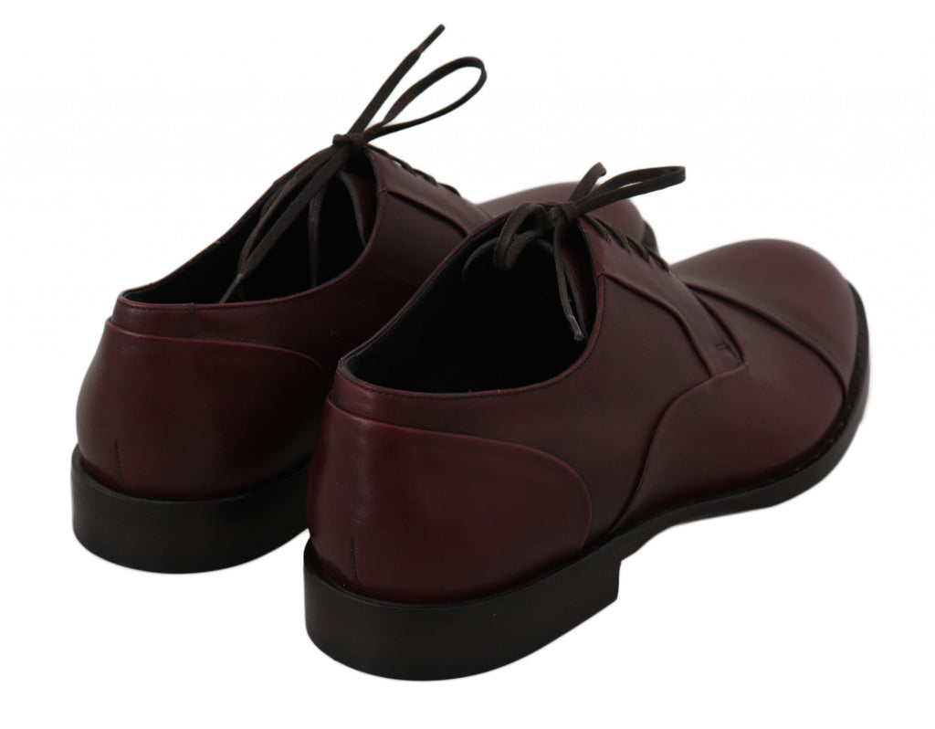 Dolce & Gabbana Red Bordeaux Leather Derby Formal Shoes Dolce & Gabbana