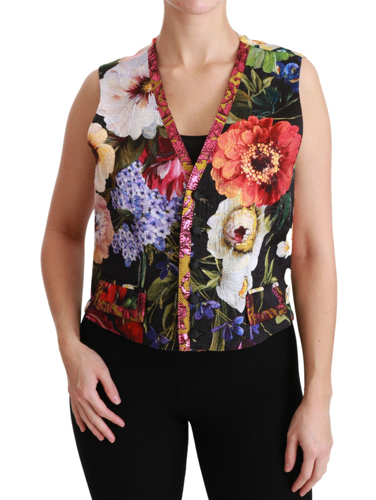 Dolce & Gabbana Multicolor Floral Sleeveless Waistcoat Top Vest - Luxe & Glitz
