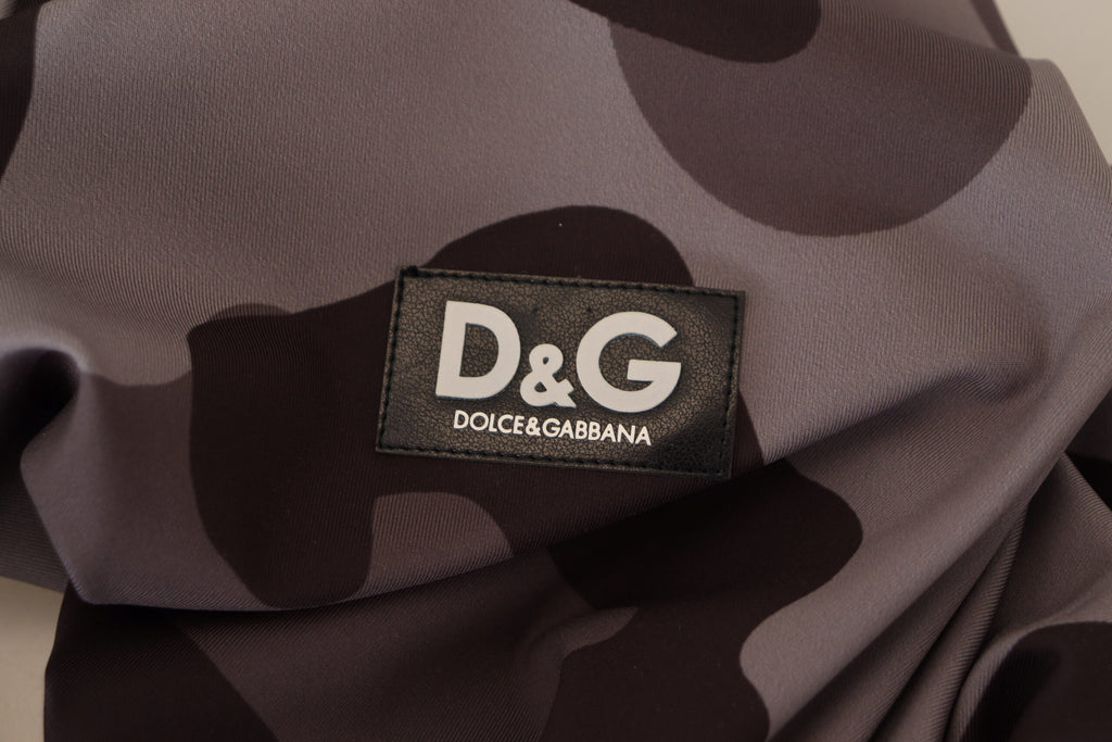 Dolce & Gabbana Gray Patterned Polyester Wetsuit Swimwear Dolce & Gabbana