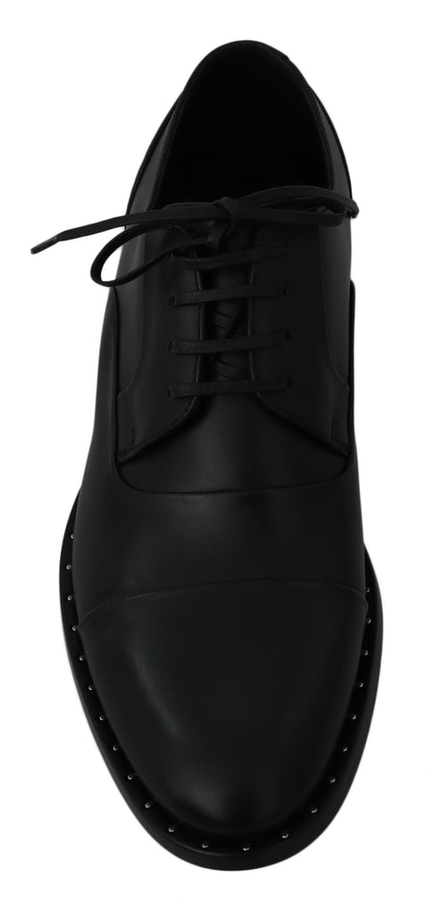 Dolce & Gabbana Black Leather Derby Formal Shoes Dolce & Gabbana