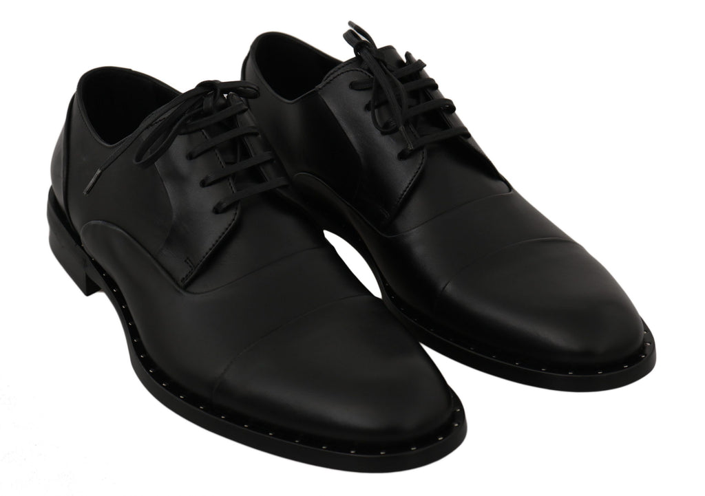 Dolce & Gabbana Black Leather Derby Formal Shoes Dolce & Gabbana