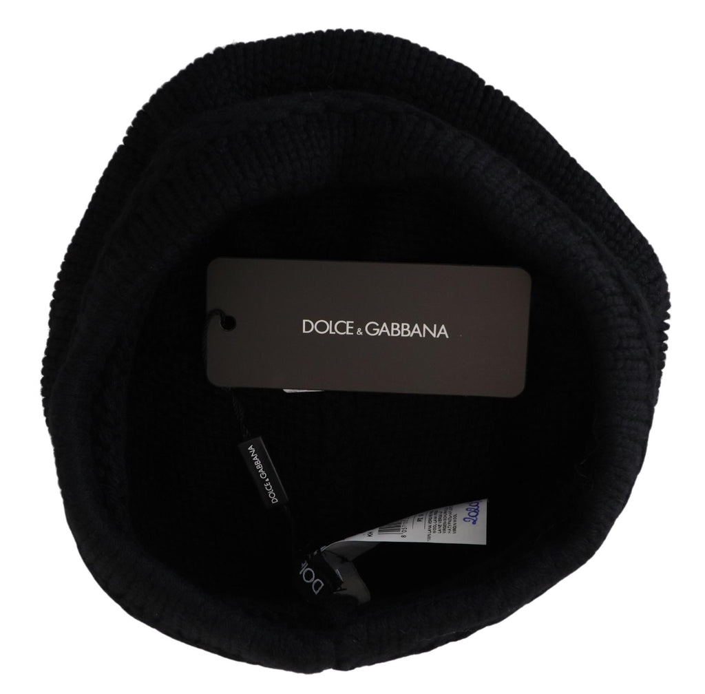 Dolce & Gabbana Black Virgin Wool Women Winter Beanie Cap Hat - Luxe & Glitz