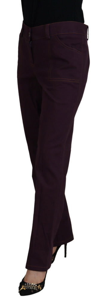 BENCIVENGA Purple Cotton Mid Waist Women Tapered Pants BENCIVENGA