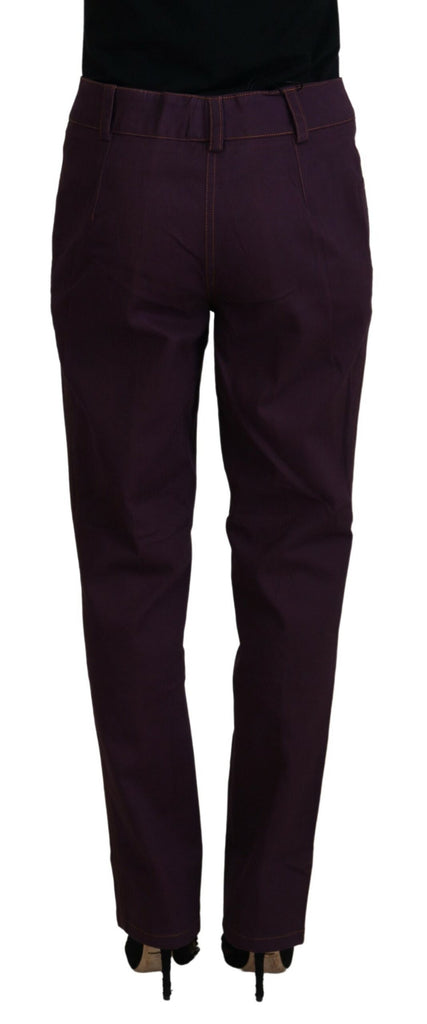 BENCIVENGA Purple Cotton Mid Waist Women Tapered Pants BENCIVENGA