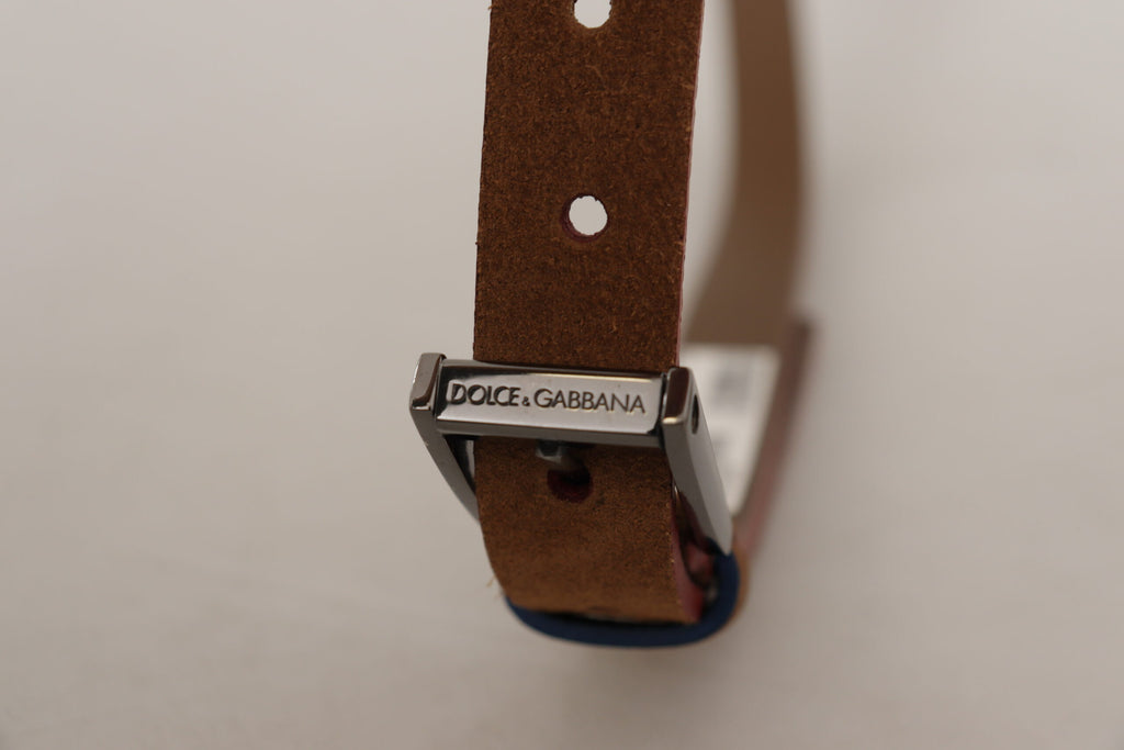 Dolce & Gabbana Brown Logo Engraved Metal Waist Buckle Belt - Luxe & Glitz