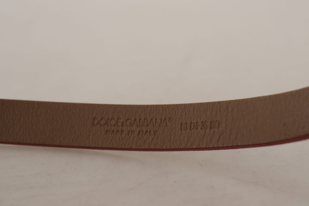 Dolce & Gabbana Brown Logo Engraved Metal Waist Buckle Belt - Luxe & Glitz