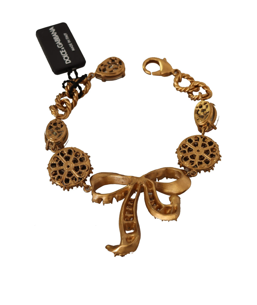 Dolce & Gabbana Gold Brass Chain Baroque Crystal Embellished Bracelet Dolce & Gabbana