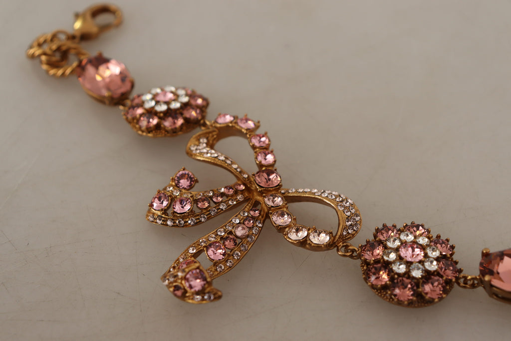 Dolce & Gabbana Gold Brass Chain Baroque Crystal Embellished Bracelet Dolce & Gabbana