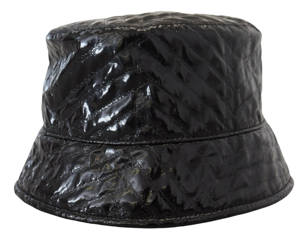 Dolce & Gabbana Black Quilted Faux Leather Women Bucket Cap Hat - Luxe & Glitz