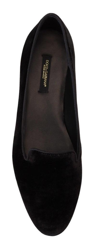 Dolce & Gabbana Black Velvet Slip Ons Loafers Flats Shoes Dolce & Gabbana