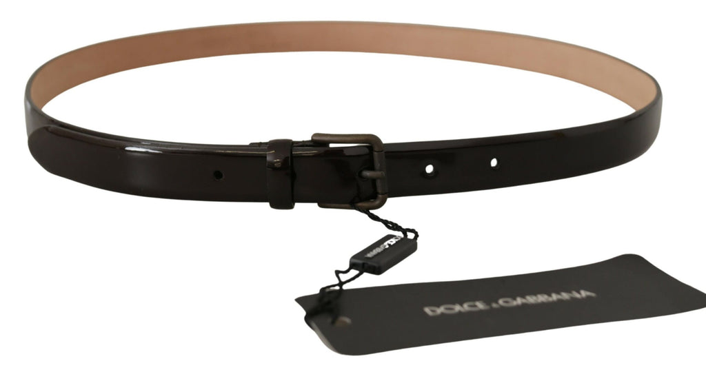 Dolce & Gabbana Black Patent Leather Logo Metal Waist Buckle Belt - Luxe & Glitz