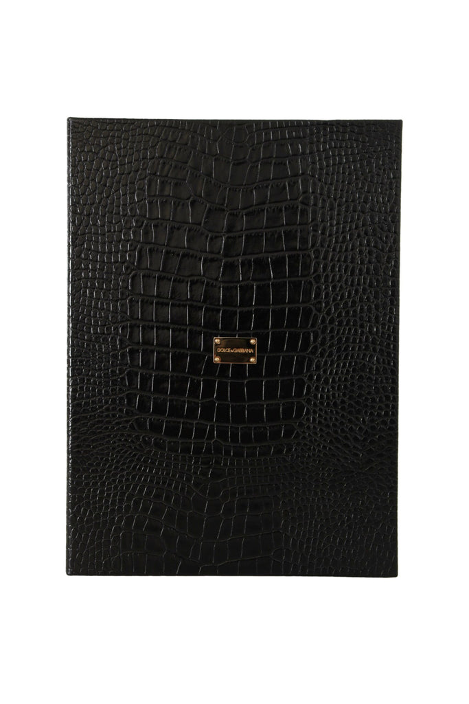 Dolce & Gabbana Black Leather Booklet Decor Mens Case Catalogue Folding Book - Luxe & Glitz