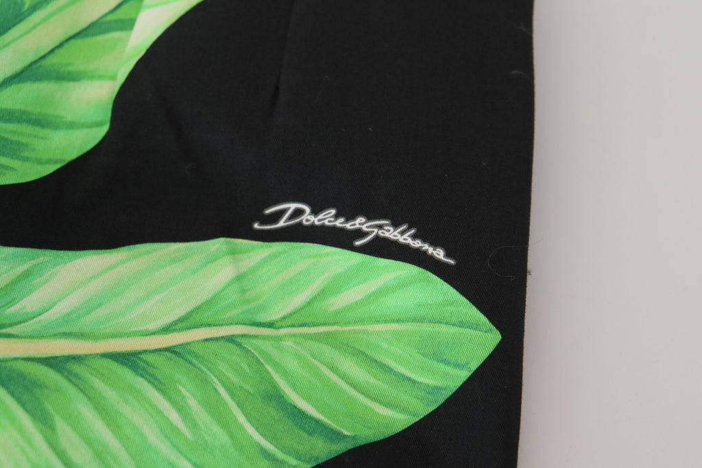 Dolce & Gabbana Black Leaves Print High Waist Hot Pants Shorts Dolce & Gabbana