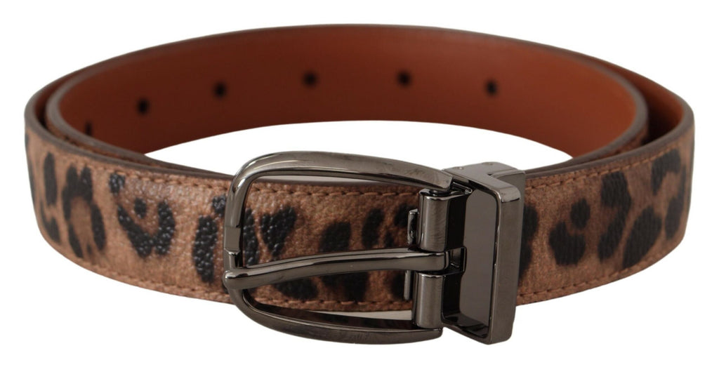 Dolce & Gabbana Brown Leopard Embossed Leather Buckle Belt - Luxe & Glitz