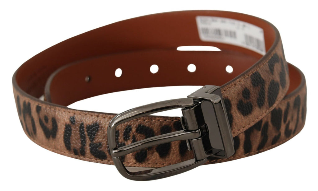 Dolce & Gabbana Brown Leopard Embossed Leather Buckle Belt - Luxe & Glitz