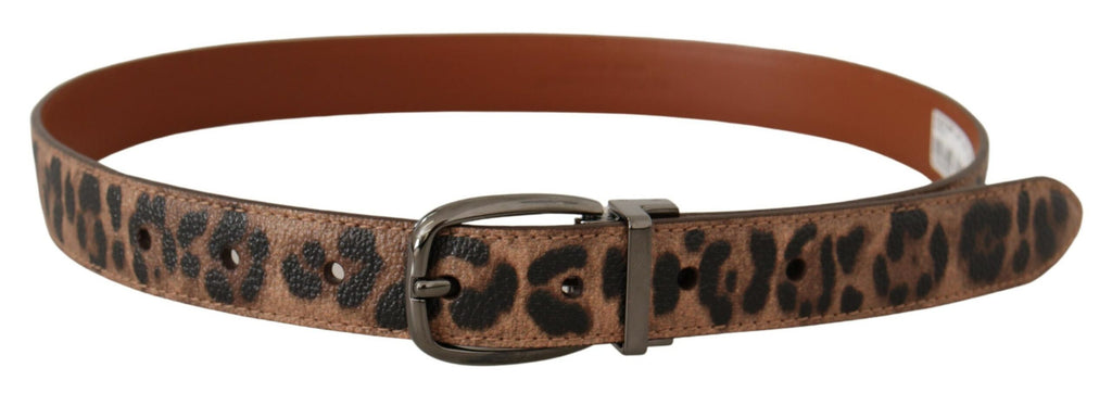 Dolce & Gabbana Brown Leopard Embossed Leather Buckle Belt - Luxe & Glitz