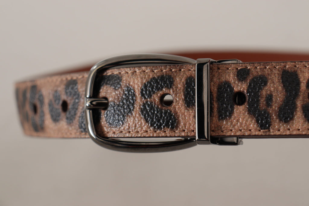 Dolce & Gabbana Brown Leopard Embossed Leather Buckle Belt - Luxe & Glitz