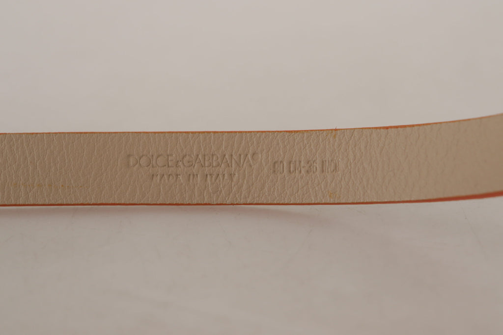 Dolce & Gabbana Nude Beige Skinny Logo Engraved Waist Buckle Belt - Luxe & Glitz