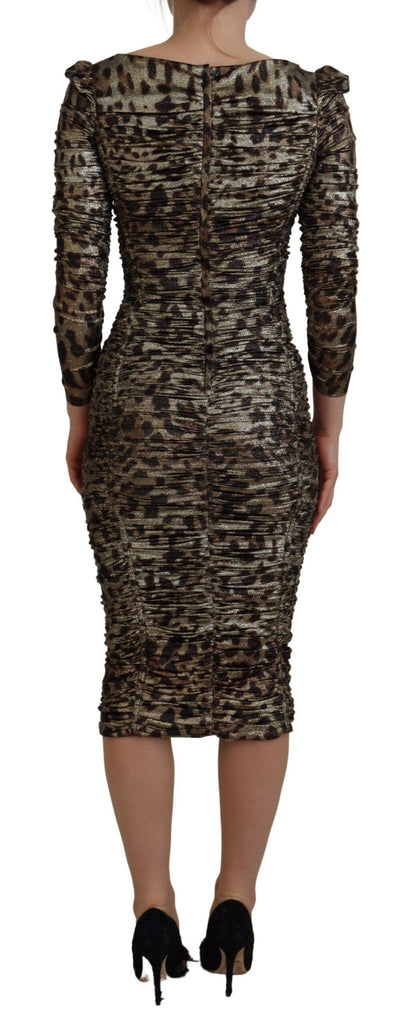 Dolce & Gabbana Multicolor Leopard Bodycon Sheath Midi Dress Dolce & Gabbana