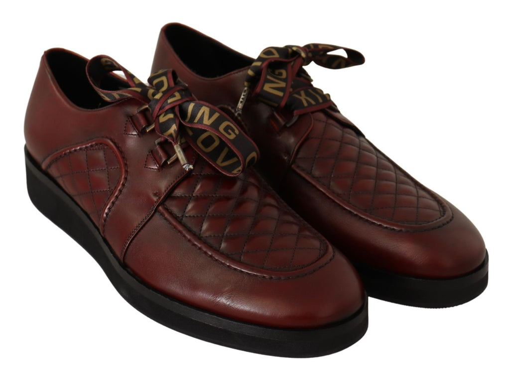 Dolce & Gabbana Red Leather Lace Up Dress Formal Shoes Dolce & Gabbana