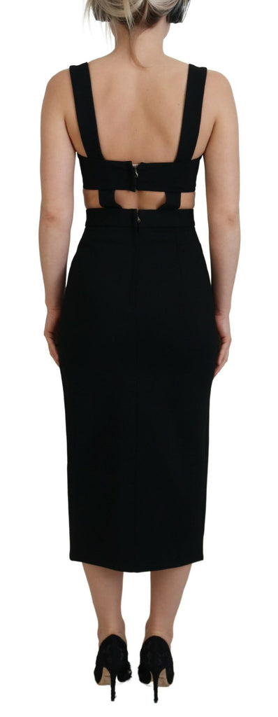 Dolce & Gabbana Black Viscose Bodycon Sheath Midi Dress Dolce & Gabbana