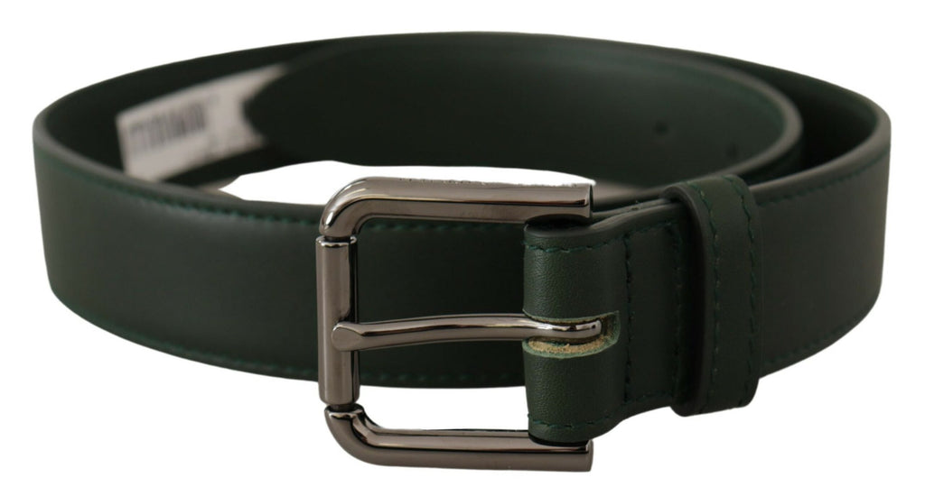 Dolce & Gabbana Army Green Leather Logo Metal Waist Buckle Belt - Luxe & Glitz