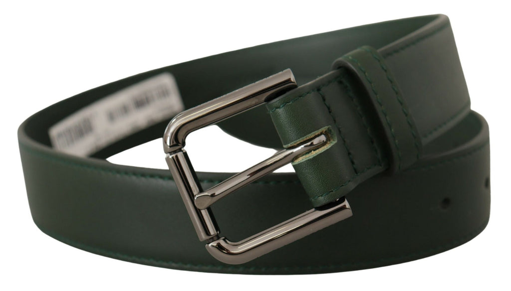 Dolce & Gabbana Army Green Leather Logo Metal Waist Buckle Belt - Luxe & Glitz