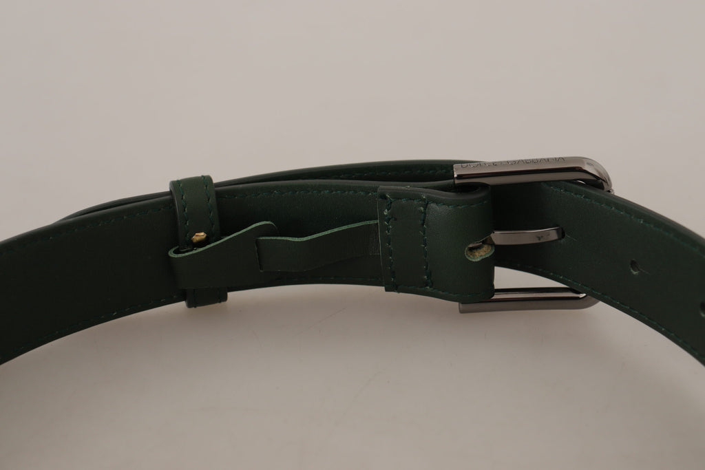 Dolce & Gabbana Army Green Leather Logo Metal Waist Buckle Belt - Luxe & Glitz