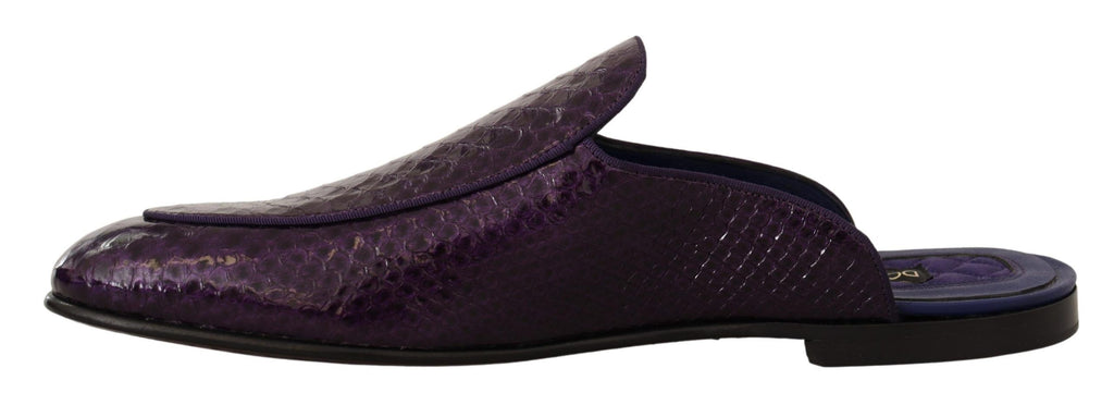 Dolce & Gabbana Purple Exotic Leather Flats Slides Shoes Dolce & Gabbana