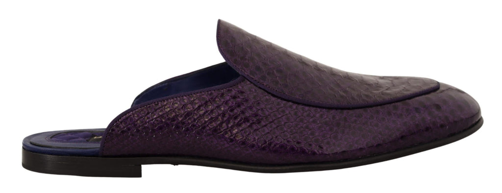 Dolce & Gabbana Purple Exotic Leather Flats Slides Shoes Dolce & Gabbana