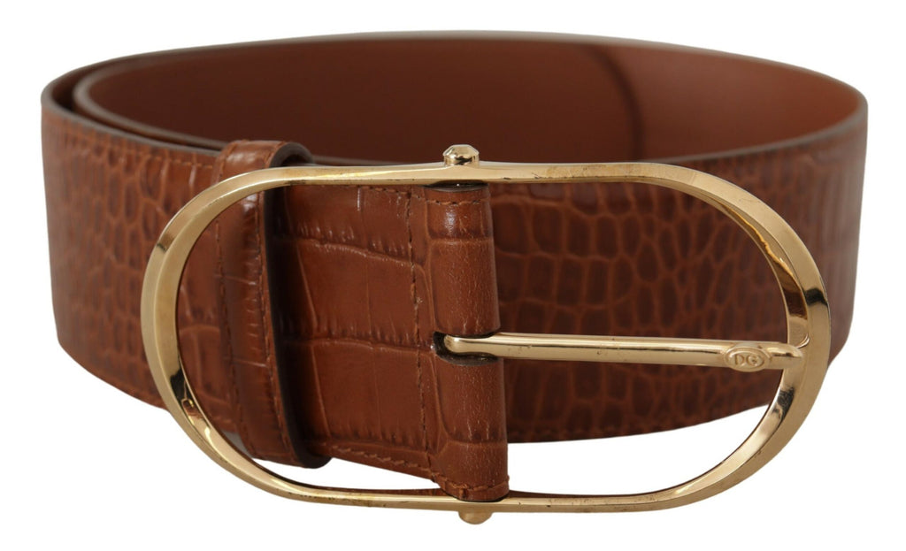 Dolce & Gabbana Brown Wide Waist Leather Gold Oval Metal Buckle Belt Dolce & Gabbana