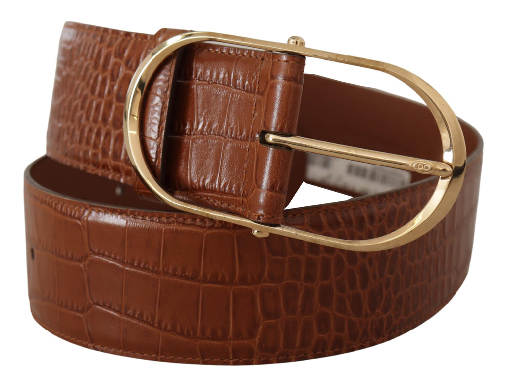 Dolce & Gabbana Brown Wide Waist Leather Gold Oval Metal Buckle Belt Dolce & Gabbana