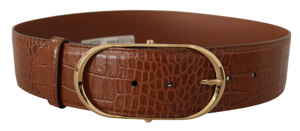 Dolce & Gabbana Brown Wide Waist Leather Gold Oval Metal Buckle Belt Dolce & Gabbana