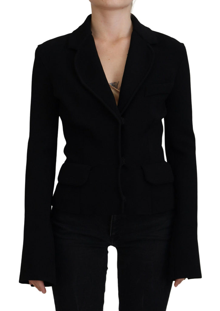 Dolce & Gabbana Black Button Cardigan Blazer Viscose Jacket Dolce & Gabbana