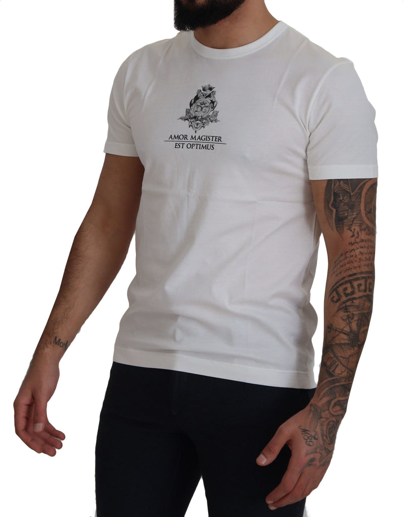 Dolce & Gabbana White Logo Cotton Amor Magister T-shirt Dolce & Gabbana