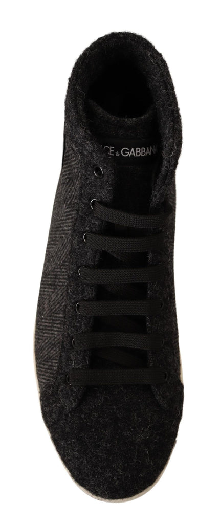 Dolce & Gabbana Gray Wool Cotton Casual High Top Sneakers Dolce & Gabbana