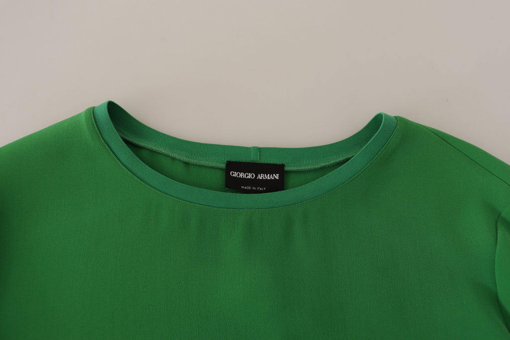 Armani Green Silk Long Sleeves Round Neck Sweater Armani
