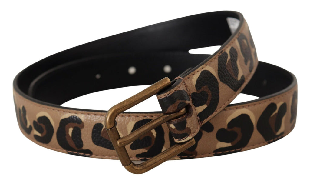 Dolce & Gabbana Brown Leopard Print Vintage Metal Waist Buckle Belt - Luxe & Glitz