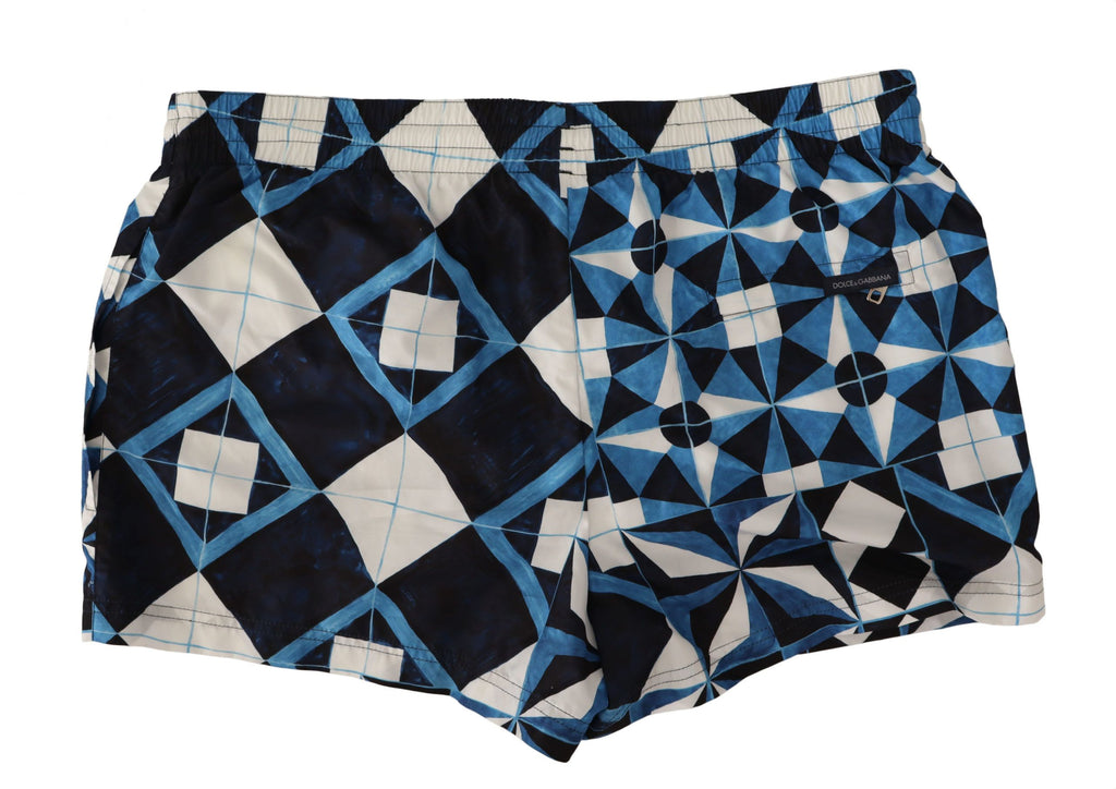 Dolce & Gabbana Blue Majolica Print Polyester Swimwear - Luxe & Glitz