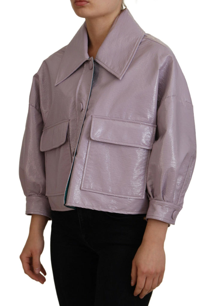 Dolce & Gabbana Purple Cotton Button Down Cropped Jacket Dolce & Gabbana