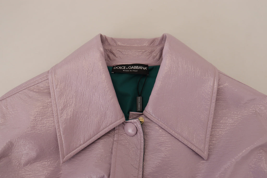 Dolce & Gabbana Purple Cotton Button Down Cropped Jacket Dolce & Gabbana