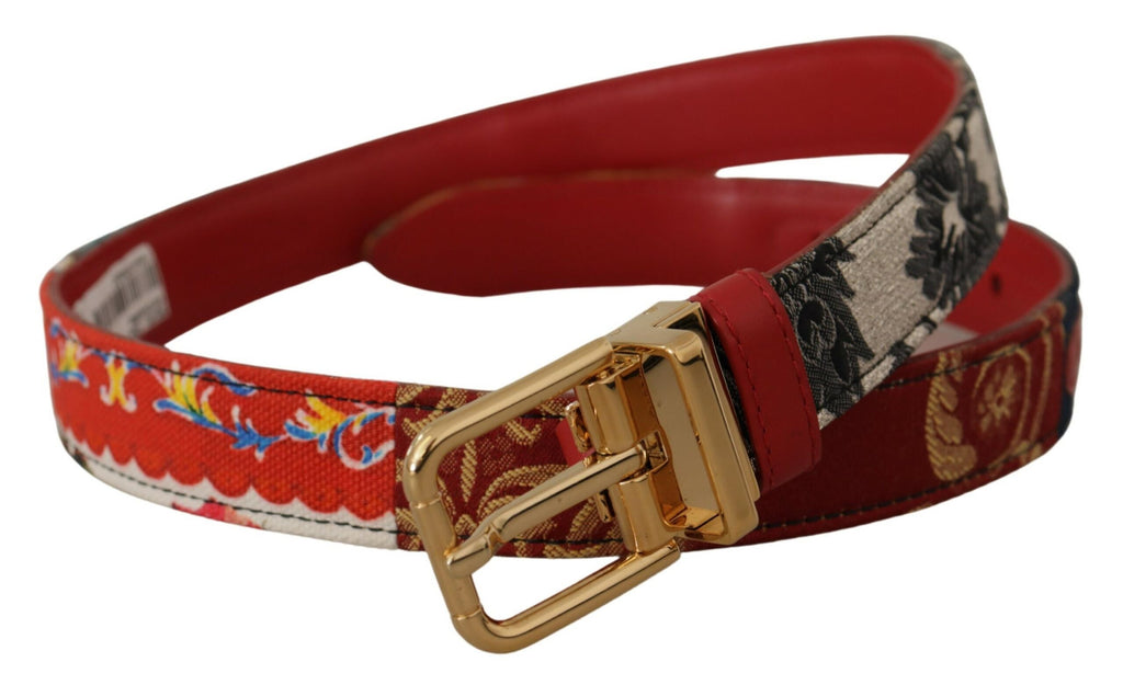 Dolce & Gabbana Multicolor Majolica Patchwork Gold Metal Buckle Belt - Luxe & Glitz