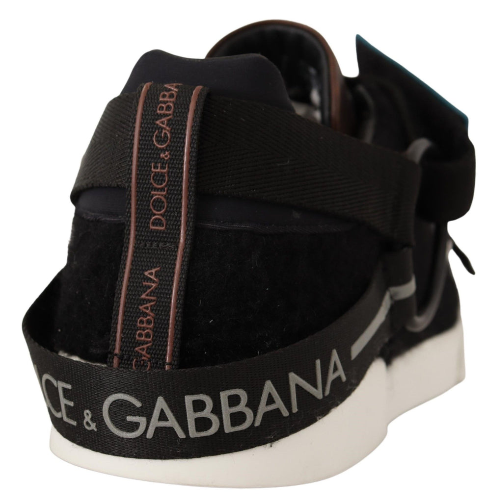 Dolce & Gabbana Brown Leather Black Shearling Sneakers Dolce & Gabbana