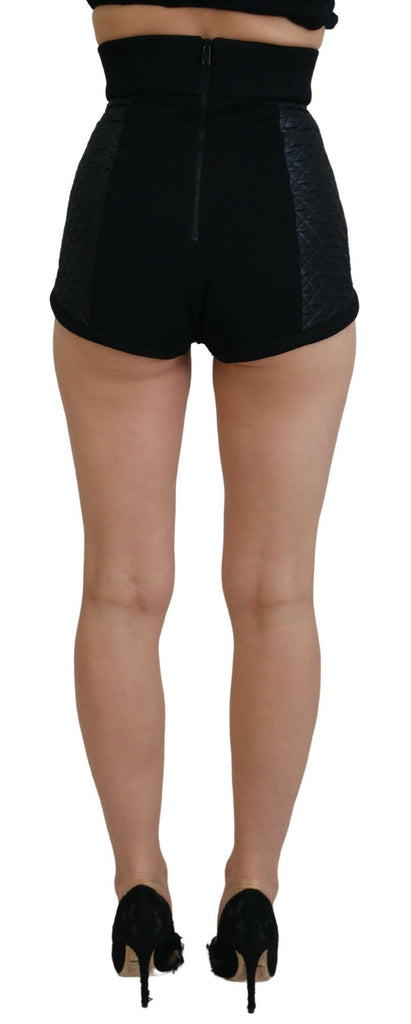Dolce & Gabbana Black Quilted High Waist Hot Pants Shorts Dolce & Gabbana