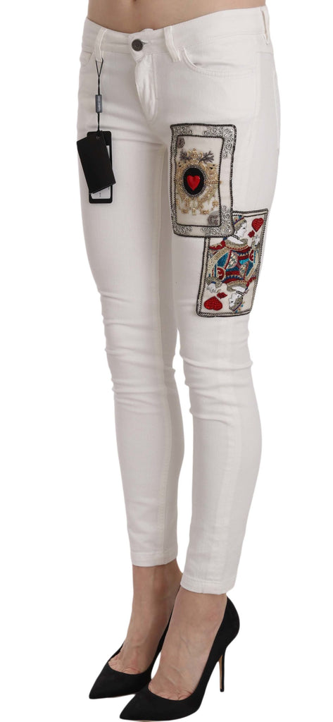 Dolce & Gabbana Queen Of Hearts Crystal Skinny Jeans - Luxe & Glitz