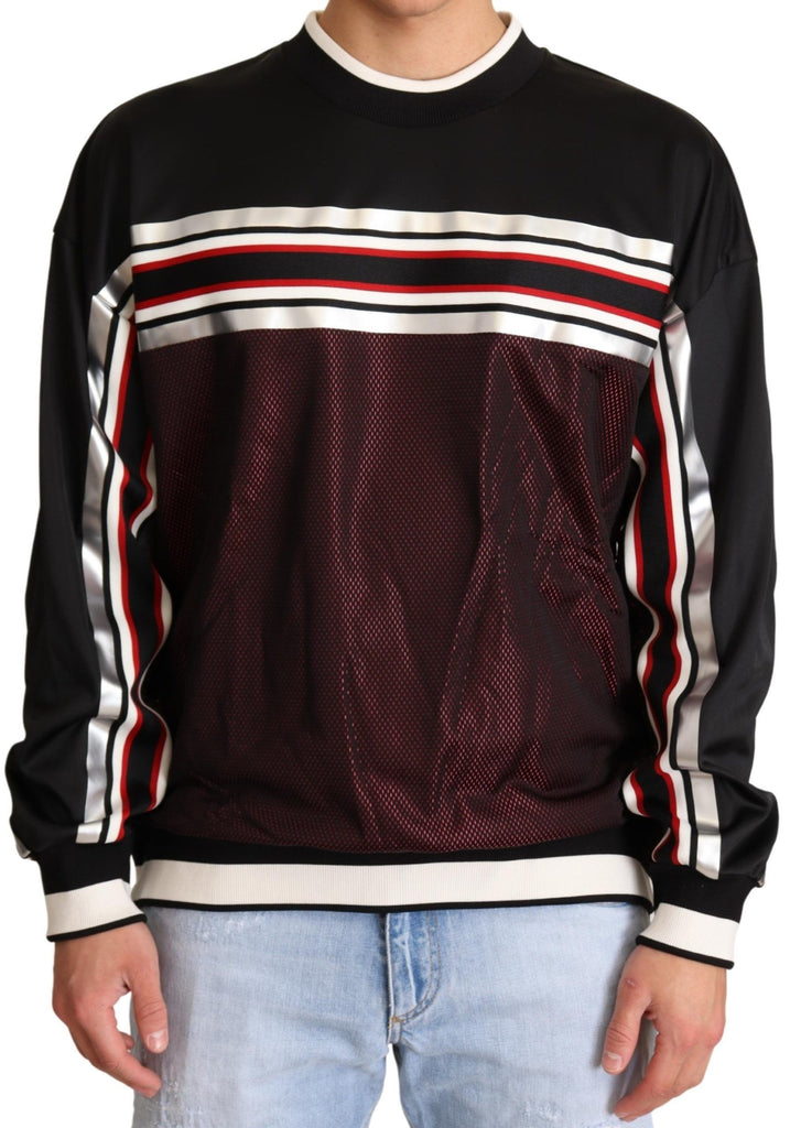 Dolce & Gabbana Black Red Mesh Sport Pullover Crewneck Sweater - Luxe & Glitz