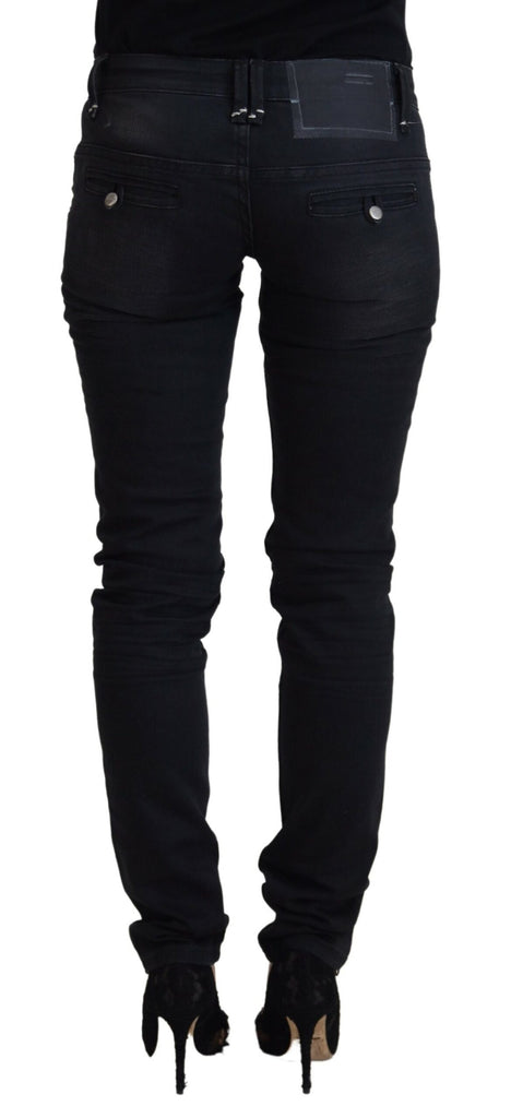 Acht Black Washed Cotton Skinny Women Casual Denim Jeans Acht