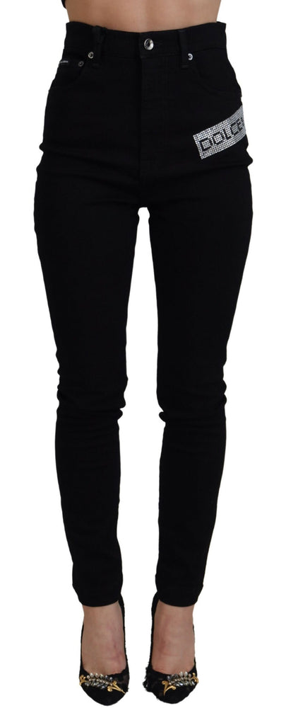 Dolce & Gabbana Black Sequined Cotton Slim Fit Denim Jeans Dolce & Gabbana