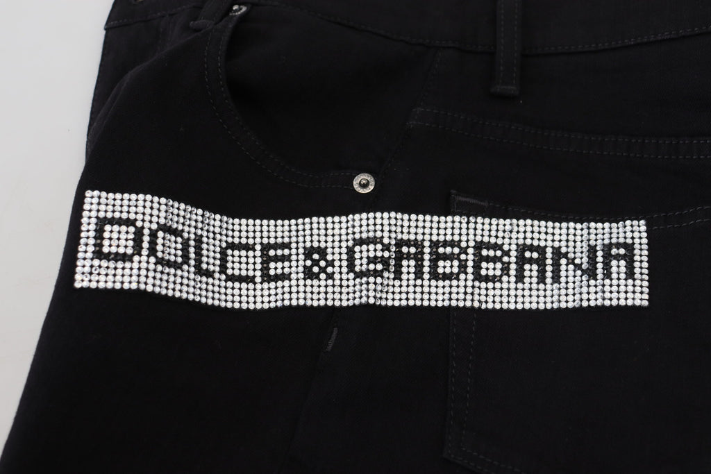 Dolce & Gabbana Black Sequined Cotton Slim Fit Denim Jeans Dolce & Gabbana